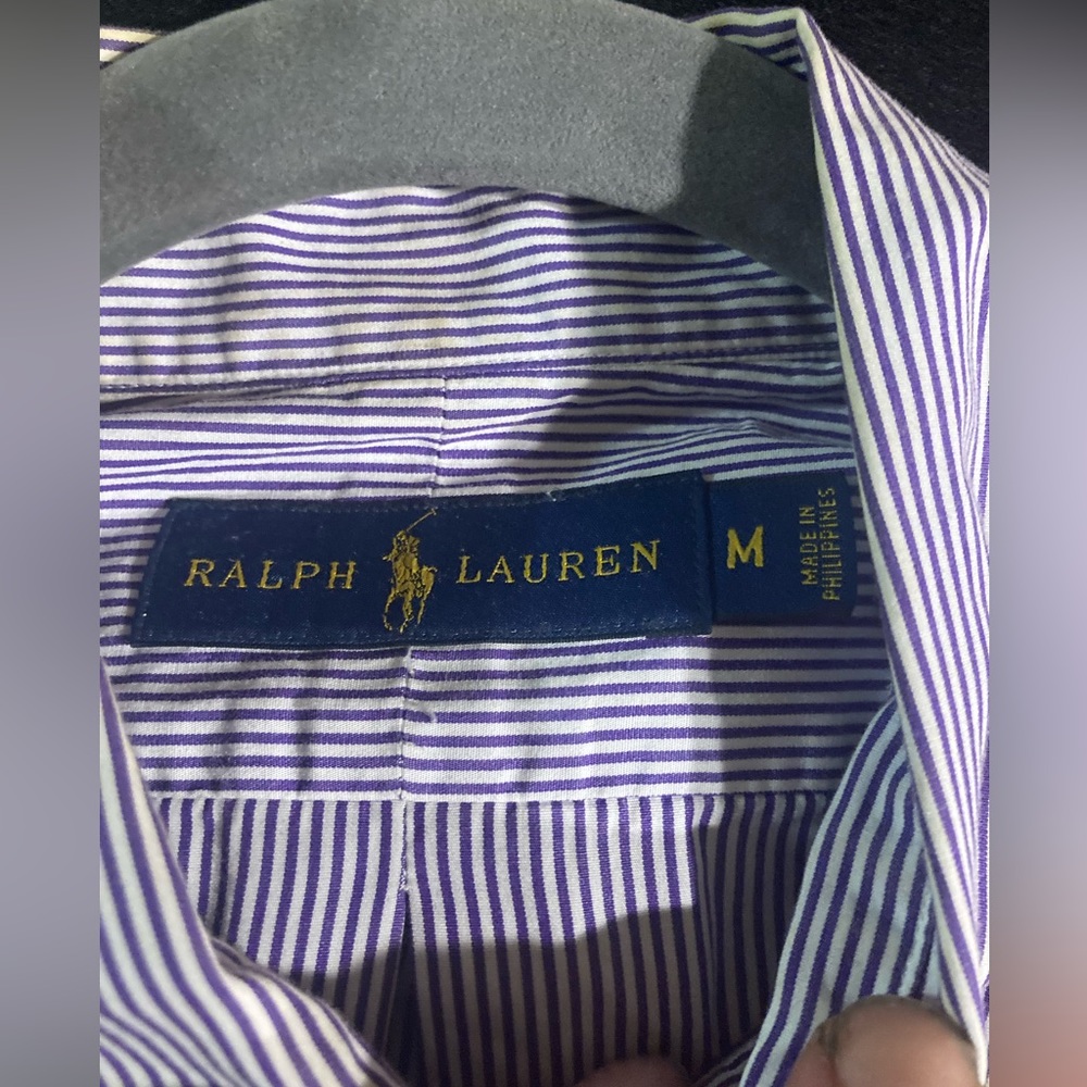 Polo by Ralph Lauren Purple Pinstripe Button Down Long Sleeve Dress Shirt Size M - Picture 3 of 3